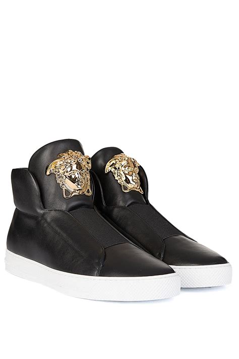 versace collection logo plaque leather sneakers|Versace Medusa.